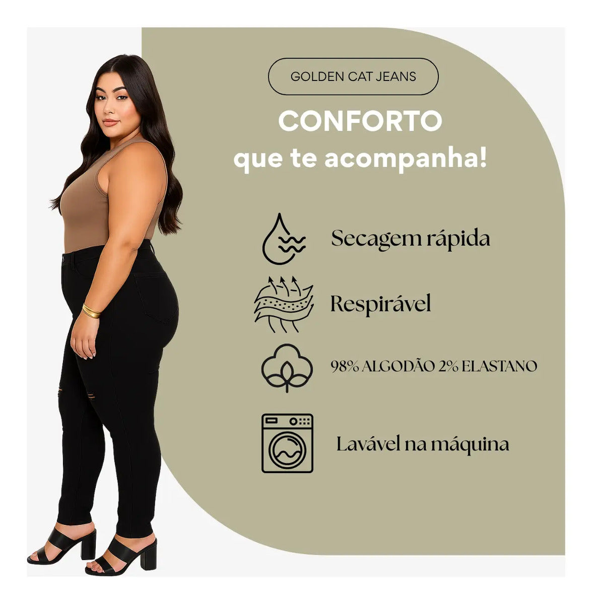 Calça Jeans Plus Size Cintura Alta Elastano Lycra Modeladora