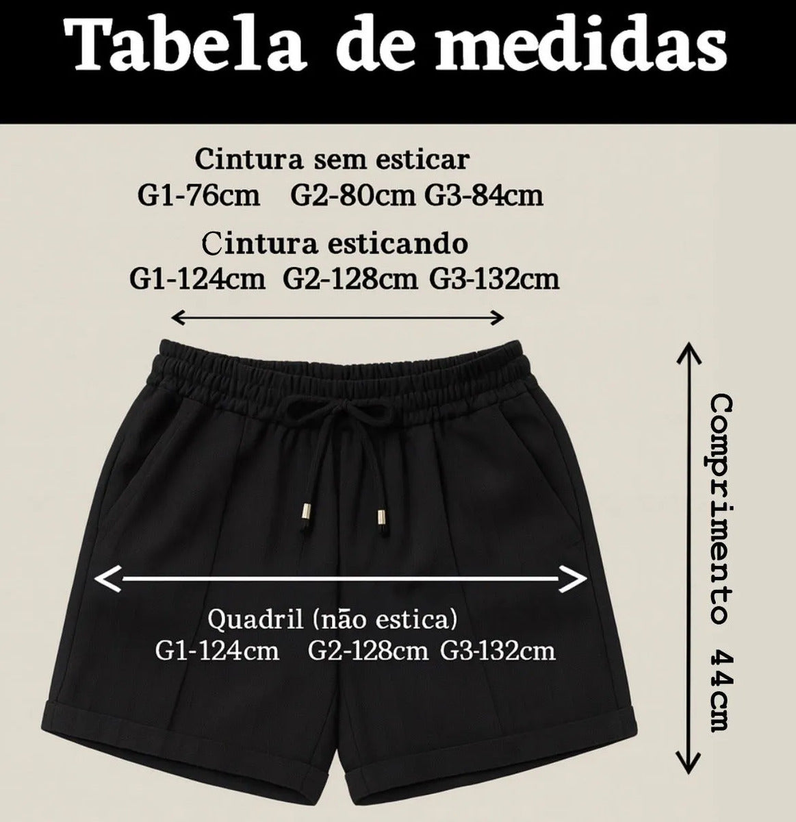 Kit 2 Shorts Feminino Alfaiataria Plus Size Elástico Linhão