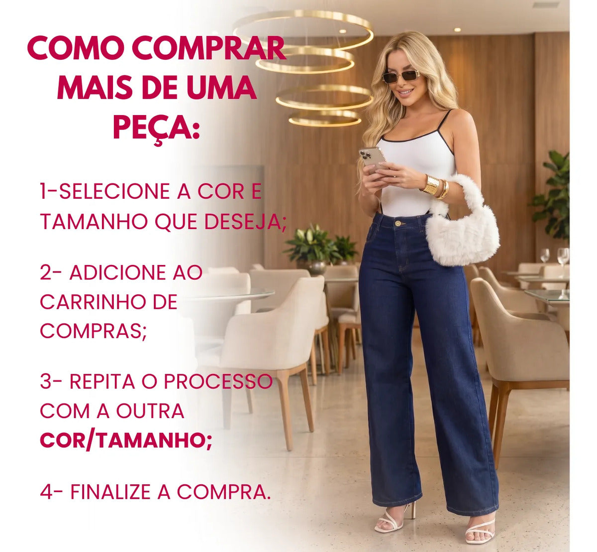 Calça Jeans Wide Leg Feminina Cintura Alta Caimento Perfeito