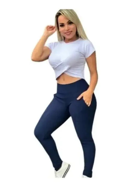 Calça Legging Plus Size Montaria Flanelada Forrada Cós Largo