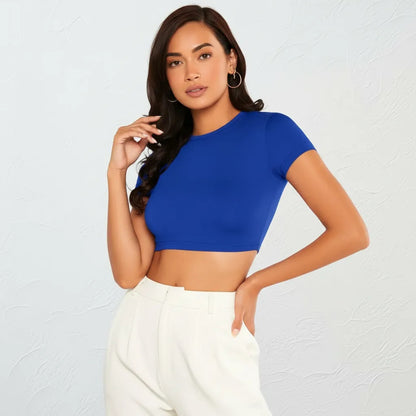 Top Cropped Feminino Básico Blusinha Academia Manga Curta
