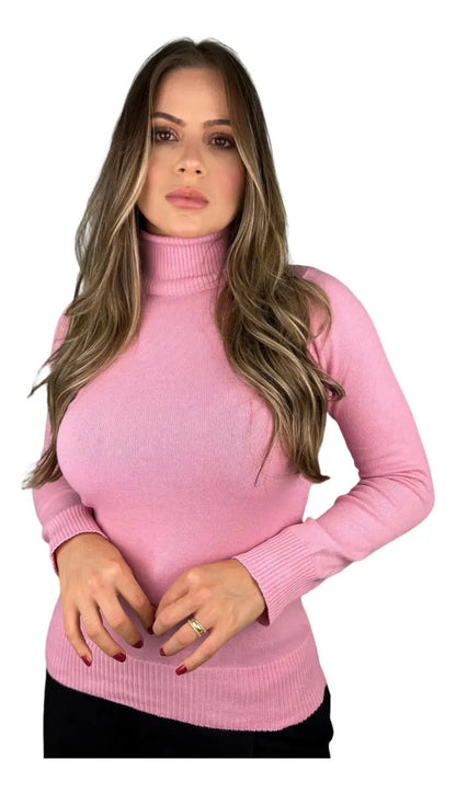 Blusa Cacharrel Feminina Lã Trico Tricot Gola Alta Atacado