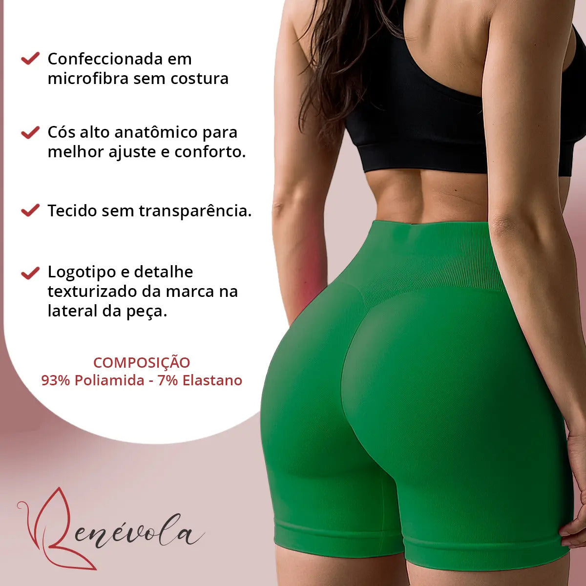 Short Selene Poliamida Zero Transparência Bermuda S/ Costura