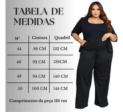 Calça Pantalona Alfaiataria Plus Size Feminina Premium