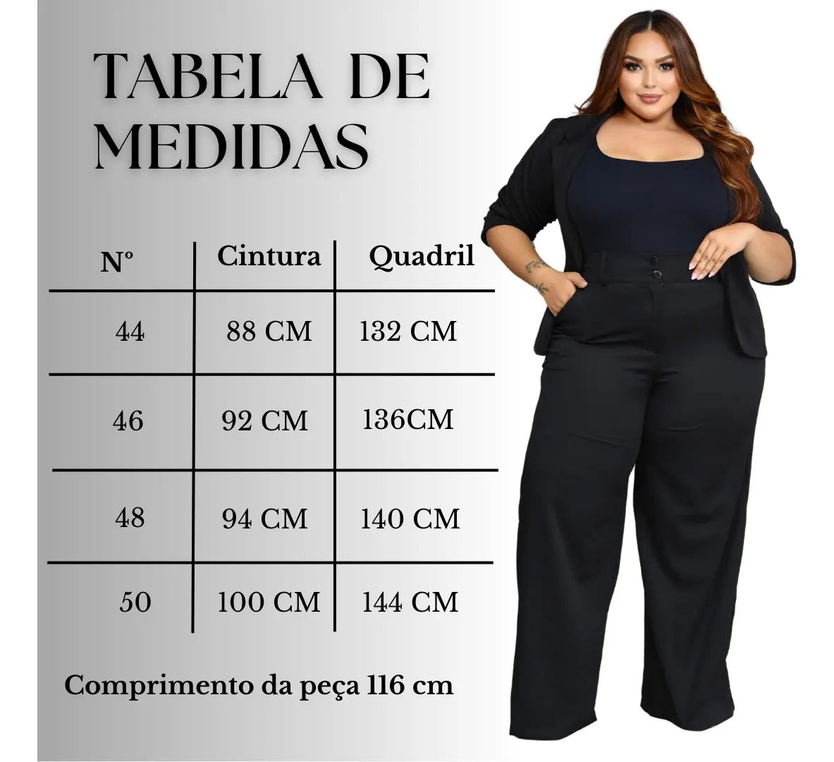 Calça Pantalona Alfaiataria Plus Size Feminina Premium