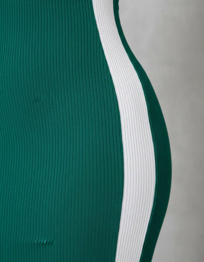 Vestido Canelado Midi Faixas Regata Casual Básico Modelador