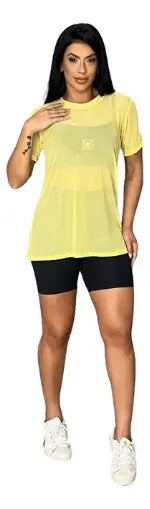 Blusa Tule Camiseta Feminina Academia Fitness