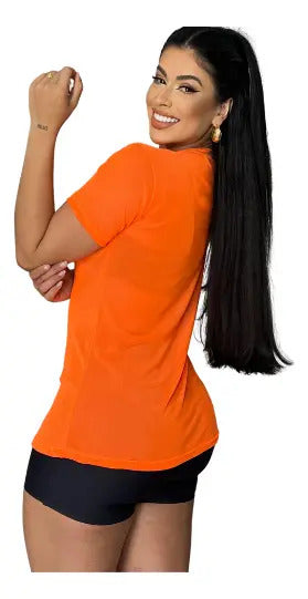 Blusa Tule Camiseta Feminina Academia Fitness