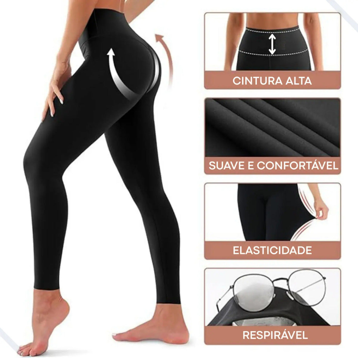 Calça Legging Kit 3 Grossa Suplex Cós Alto Leg Reforçada