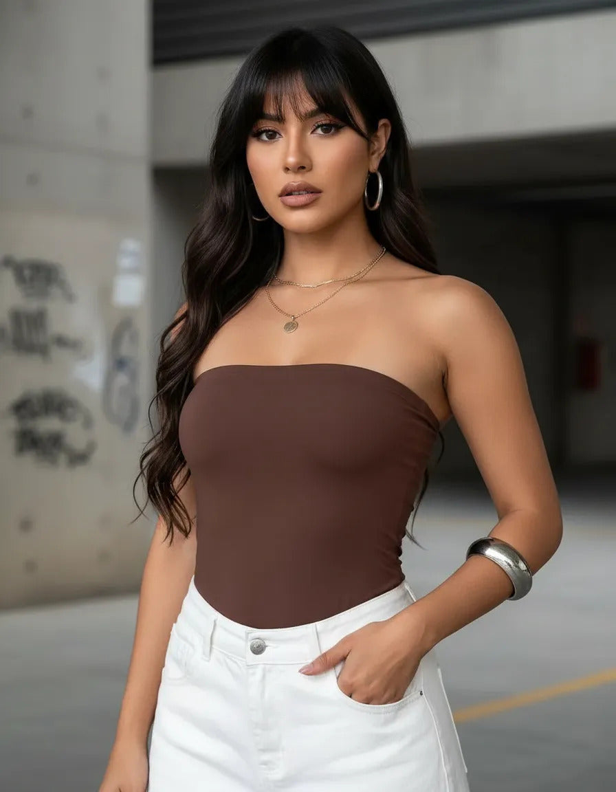 Tube Top Faixa Feminino Tubinho Forro Duplo Básico Suplex