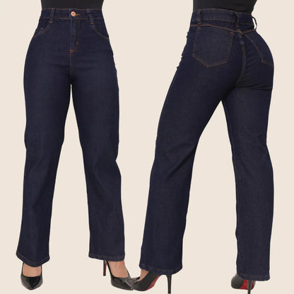 Calça Jeans Wide Leg Feminina Cintura Alta Caimento Perfeito