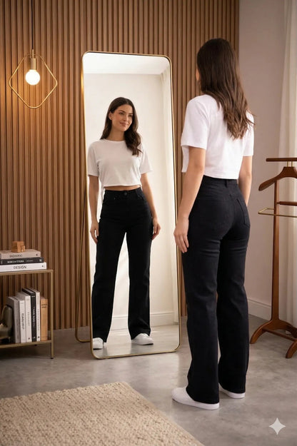 Calça Jeans Wide Leg Feminina Cintura Alta Sem Lycra Stillge