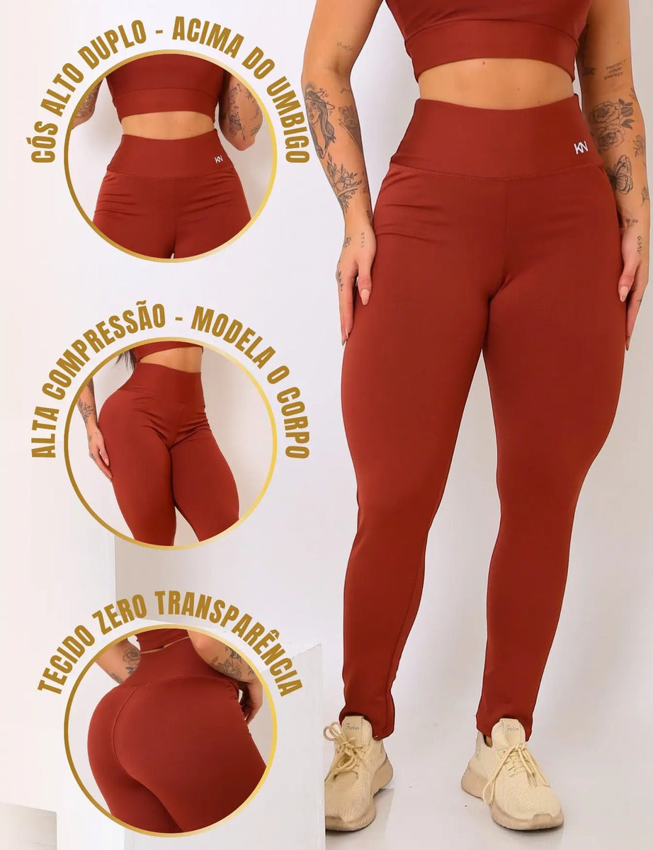 Calça Legging Fitness Zero Transparência Cintura Alta Koenig