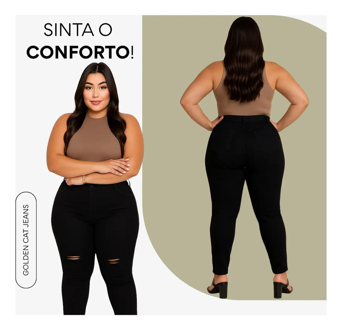 Calça Jeans Plus Size Cintura Alta Elastano Lycra Modeladora
