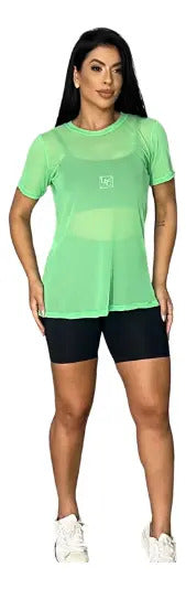 Blusa Tule Camiseta Feminina Academia Fitness