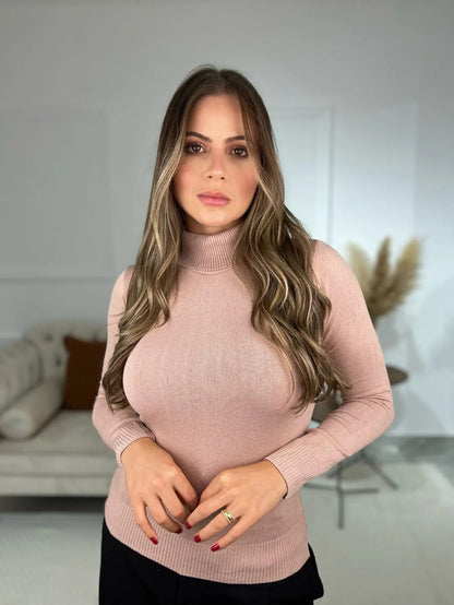 Blusa Cacharrel Feminina Lã Trico Tricot Gola Alta Atacado