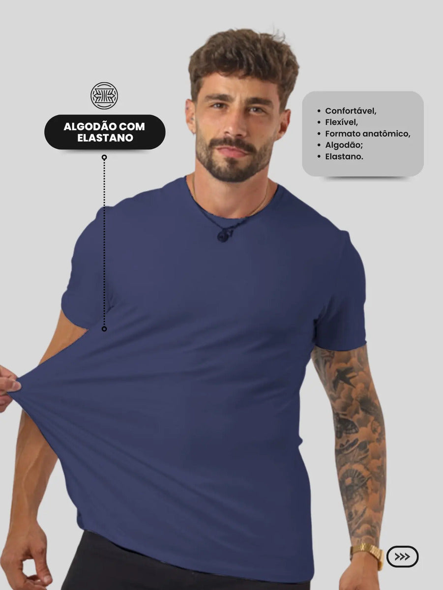 Camiseta Basica Masculina Algodão Lisa Malha Peruana Premium
