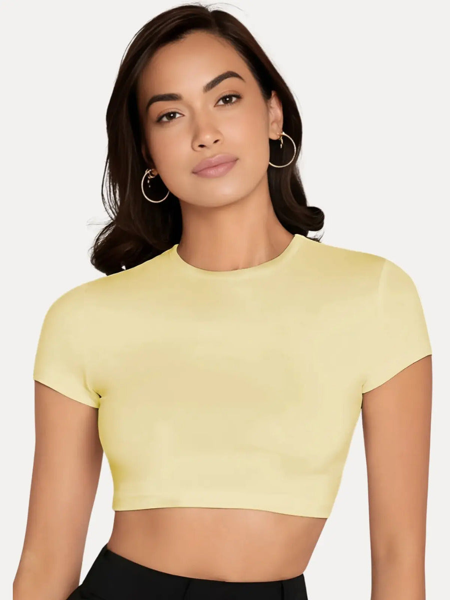 Top Cropped Feminino Básico Blusinha Academia Manga Curta