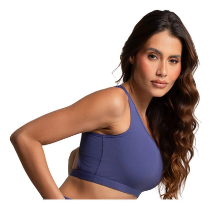 Top Feminino Academia Bolso Nadador Corrida Fitness Esporte