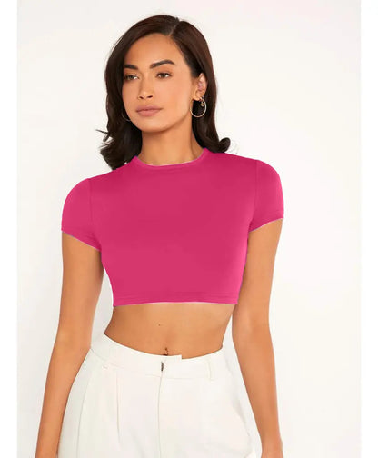 Top Cropped Feminino Básico Blusinha Academia Manga Curta