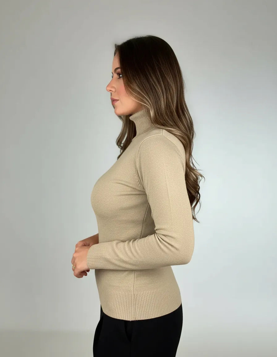 Blusa Cacharrel Feminina Lã Trico Tricot Gola Alta Atacado