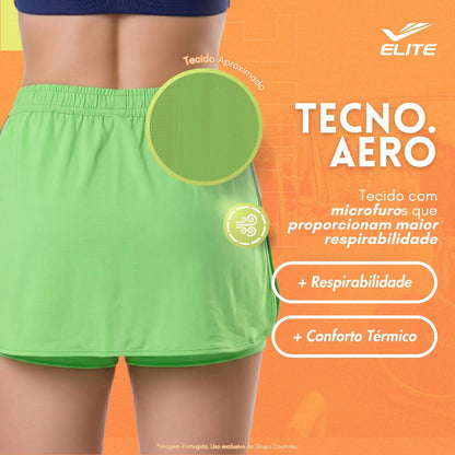 Short Feminino Academia Saia Fitness Corrida Poliamida Elite