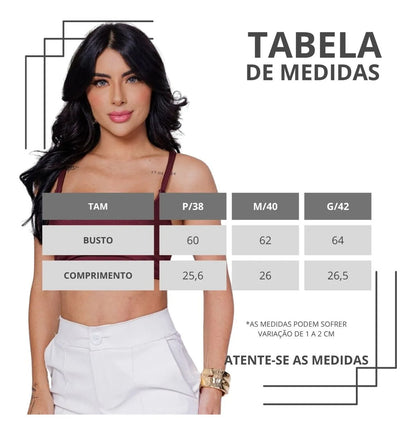 Top Cropped Feminino Alcinha Justo Liganet Fitness Academia