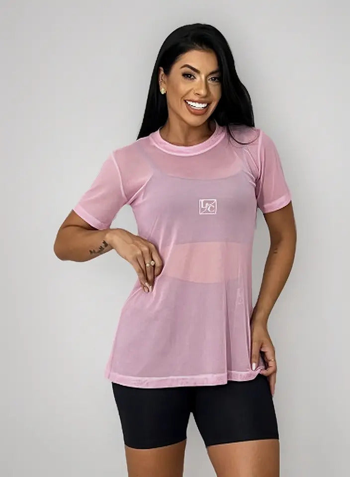Blusa Tule Camiseta Feminina Academia Fitness