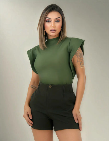 Blusa Feminina Social Manga Morcego Muscle Tee Luxo