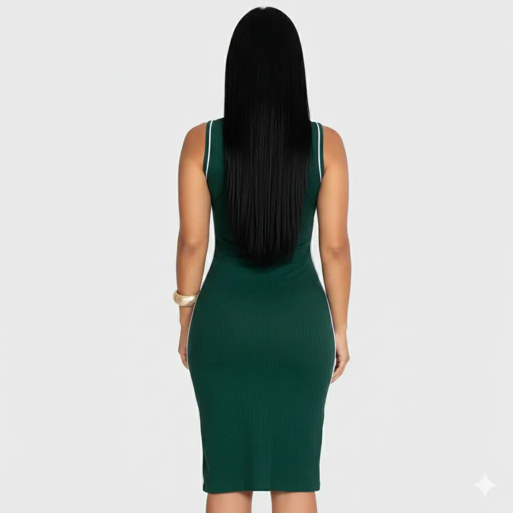 Vestido Midi Canelado Premium Regata Casual Básico Modelador