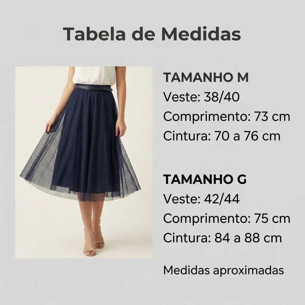 Saia Moda Evangélica Godê De Tule Mídi Com Cinto Moda Cristã