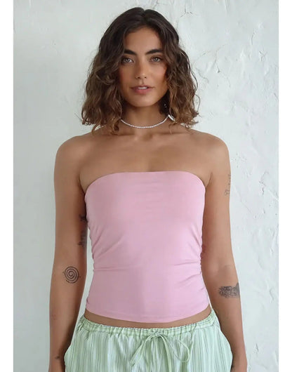Top Tube Poliamida Forrada Tomara Que Caia Cropped Moda