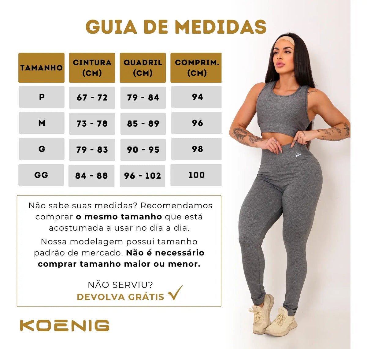 Calça Legging Fitness Zero Transparência Cintura Alta Koenig