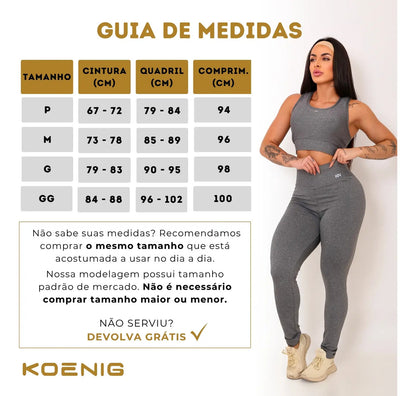 Calça Legging Fitness Zero Transparência Cintura Alta Koenig