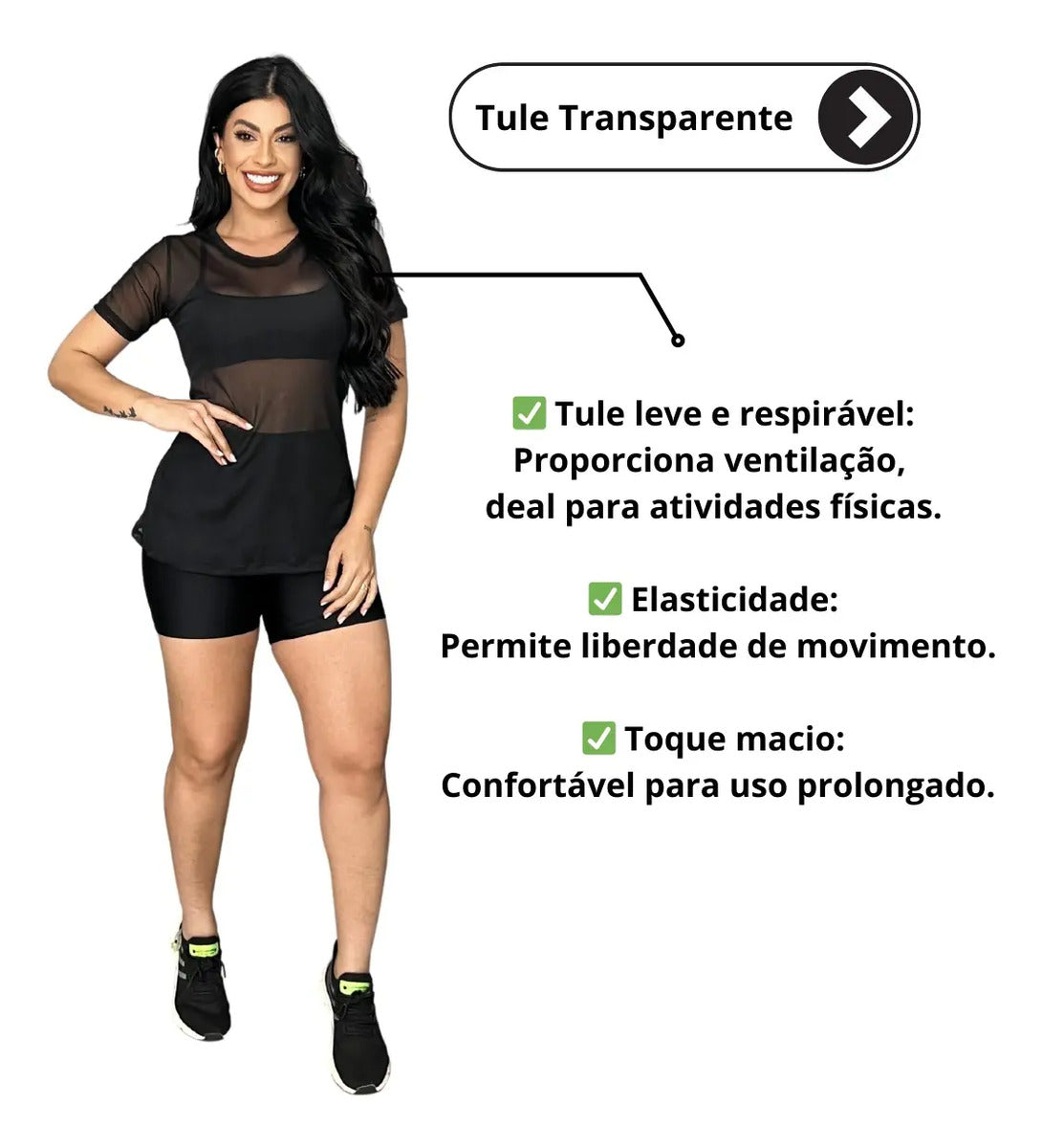Blusa Tule Camiseta Feminina Academia Fitness