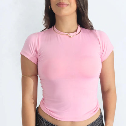 Kit 3 Blusa Baby Tee Justa Ao Corpo Alta Elásticidade Moda