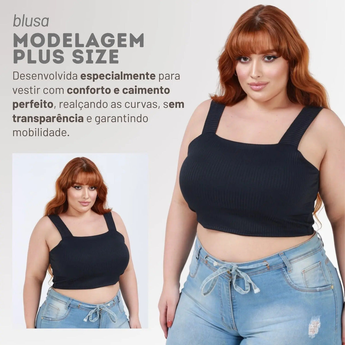 Top Plus Size Alça Larga Reforçado Feminino Modelador G4