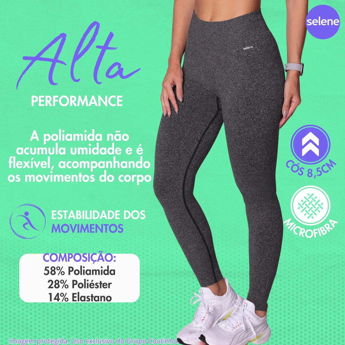 Calça Legging Zero Transparência Fitness Cintura Alta Selene