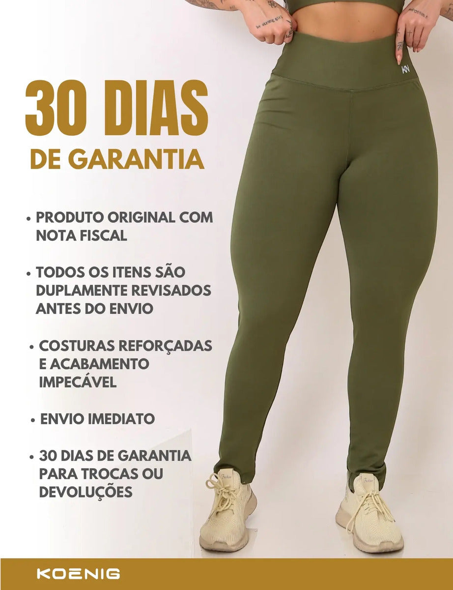 Calça Legging Fitness Zero Transparência Cintura Alta Koenig