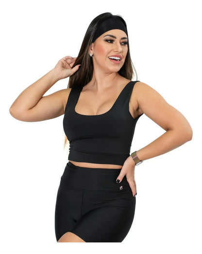 Cropped Cropet Top Alça Grossa Regata Feminino Casual C Bojo