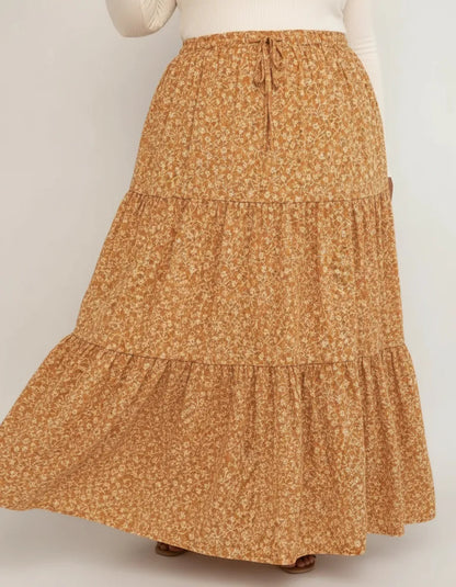 Saia Longa Com Babado Estica Bastante Veste 44 - 52 Elegante