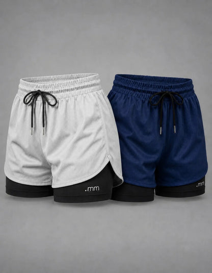 Kit 2 Short Duplo Compressão Fitness Bermuda Treino Feminino