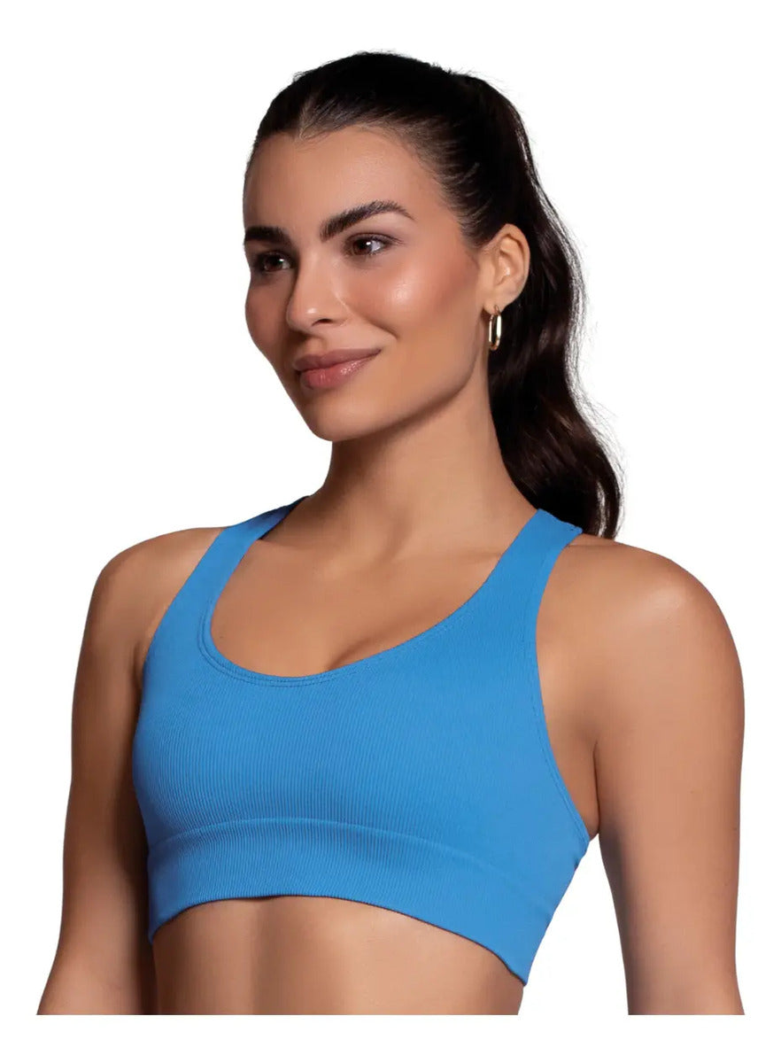 Top Nadador Canelado Sem Costura Fitness Academia Selene
